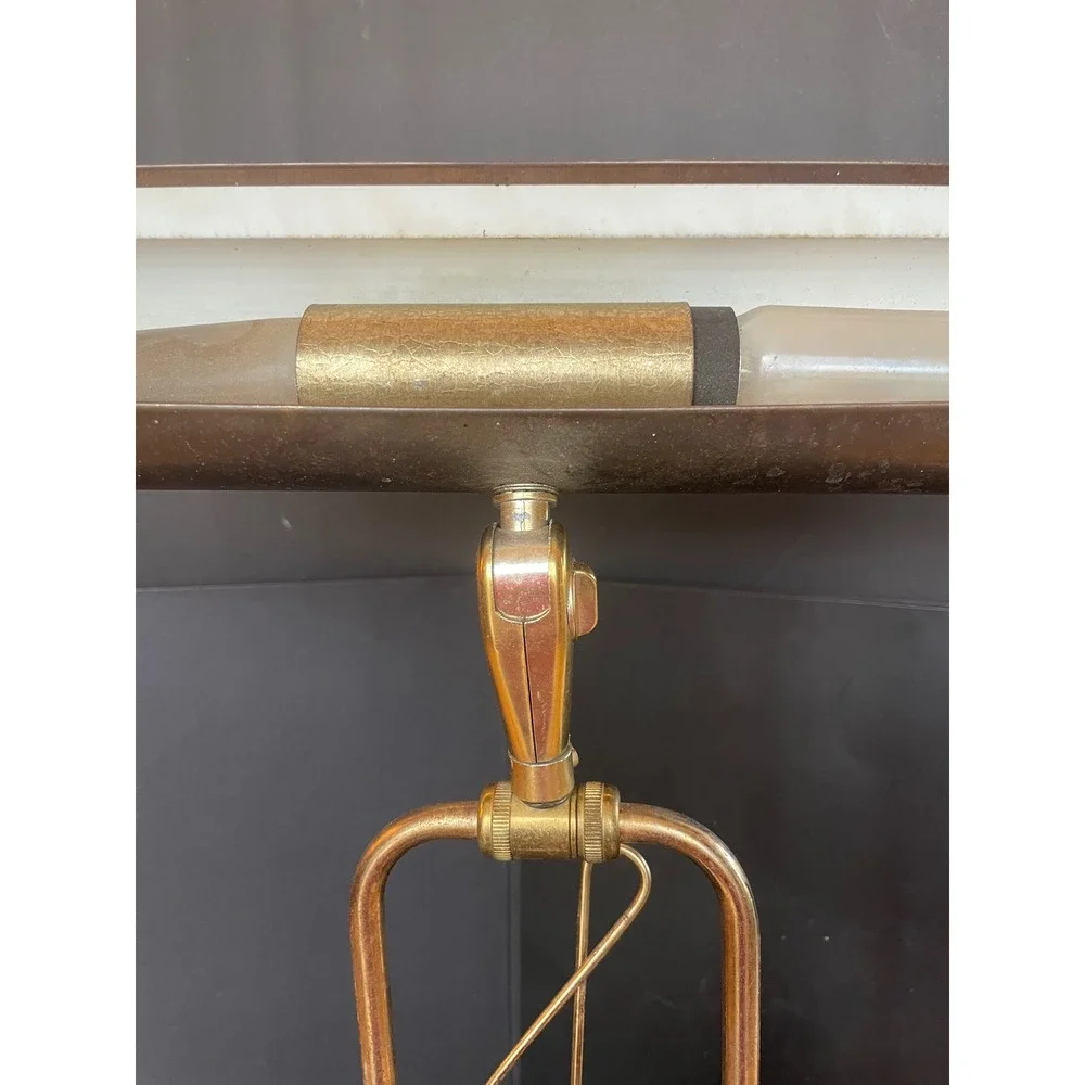 Vintage Brass Piano Desk Lamp Music Treble Clef Note Adjustable Table Light MCM
